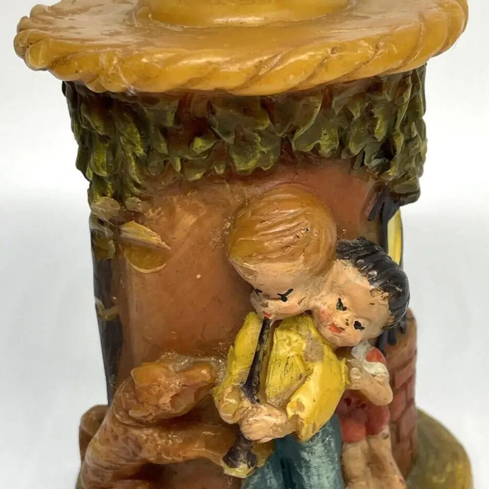 Children Playing With Dog German Gunter Kerzen Carved‎ Wax Candle Vintage 5